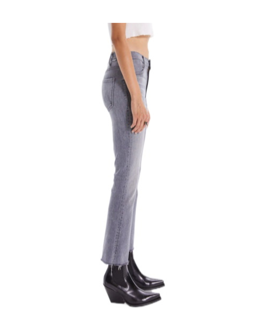 Mother The Maven Heel Super High Waist Wide Leg Jeans In Gray