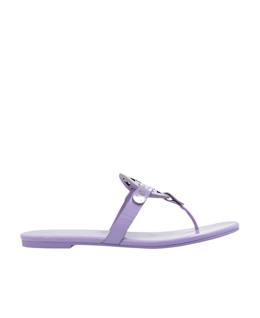 Tory Burch Logo-patch Detail Slides In Purple