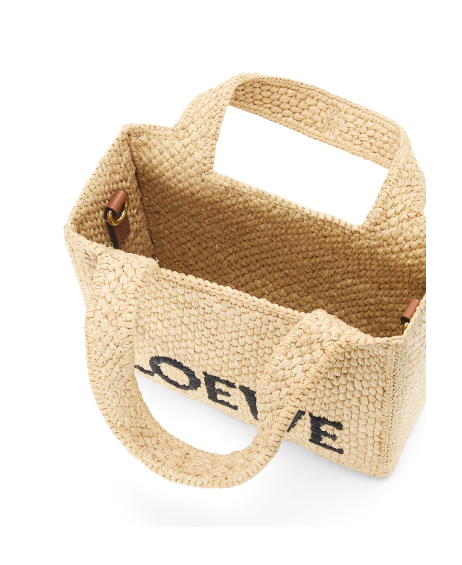 Loewe Logo-embroidered Raffia Tote Bag In Nude