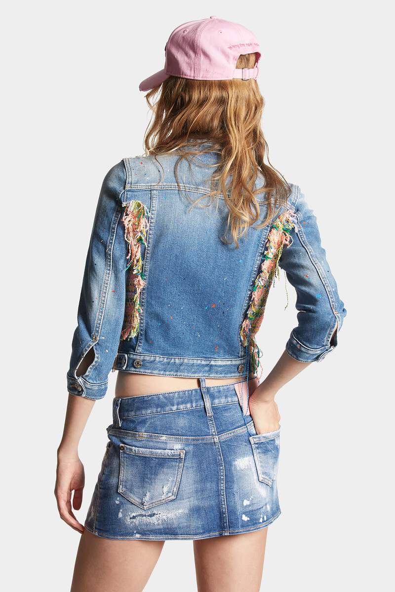 Dsquared2 Paint-splatter Panelled Denim Jacket In Multicolor