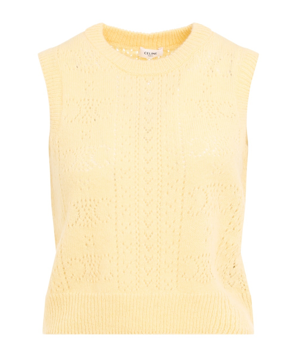 Celine Wool Knit Sleeveless Gilet In Nude