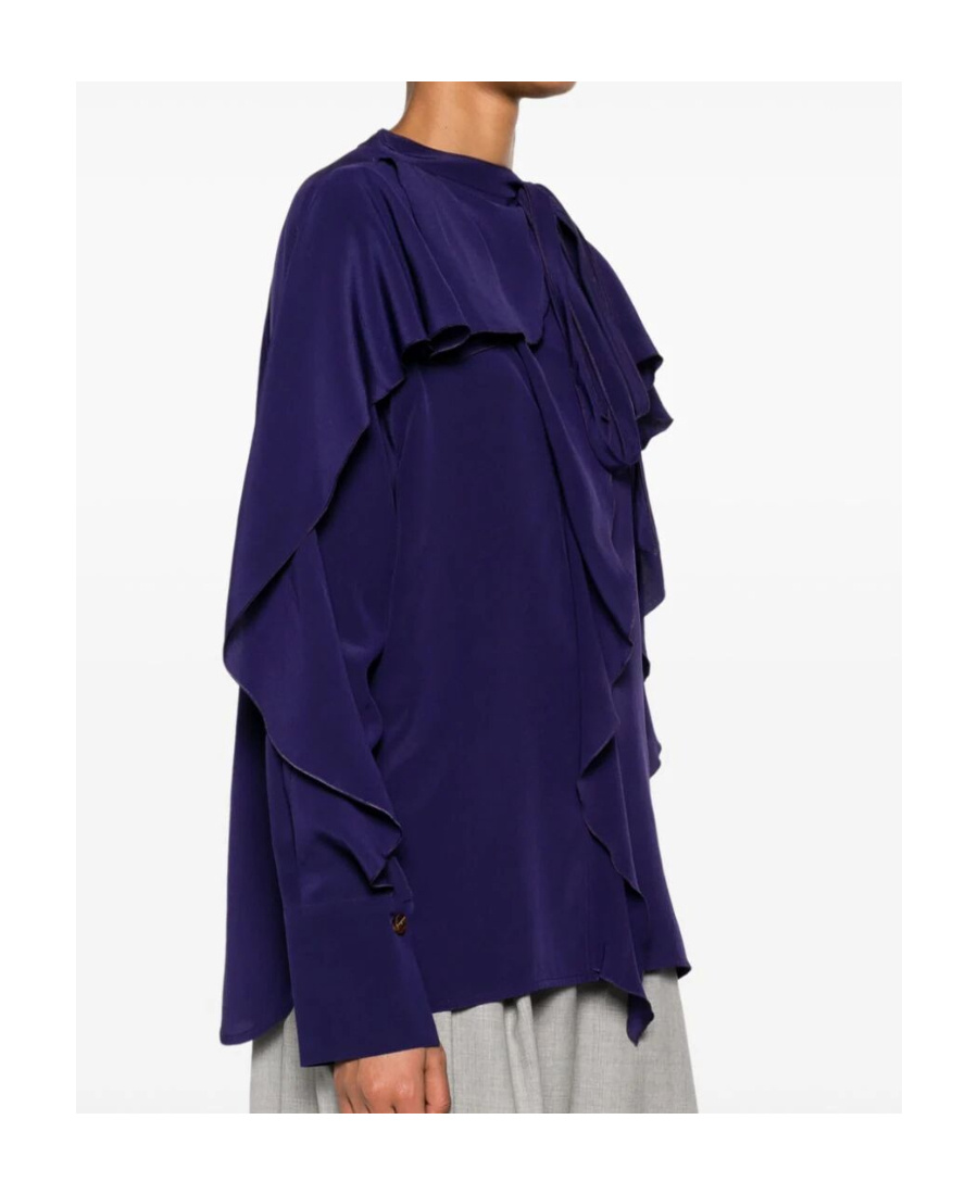 Shop Victoria Beckham Tie Details Lotus Leaf-rimmed Shirt In Blue
