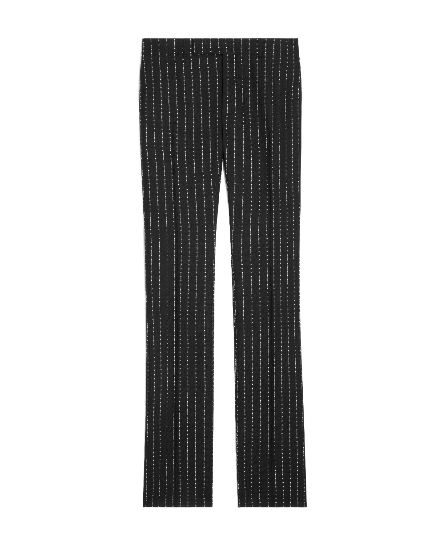 Celine Striped Wool Casual Pants In Black