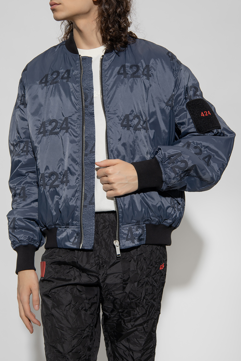 424 Logo-print Quilted Bomber Jacket In Blue
