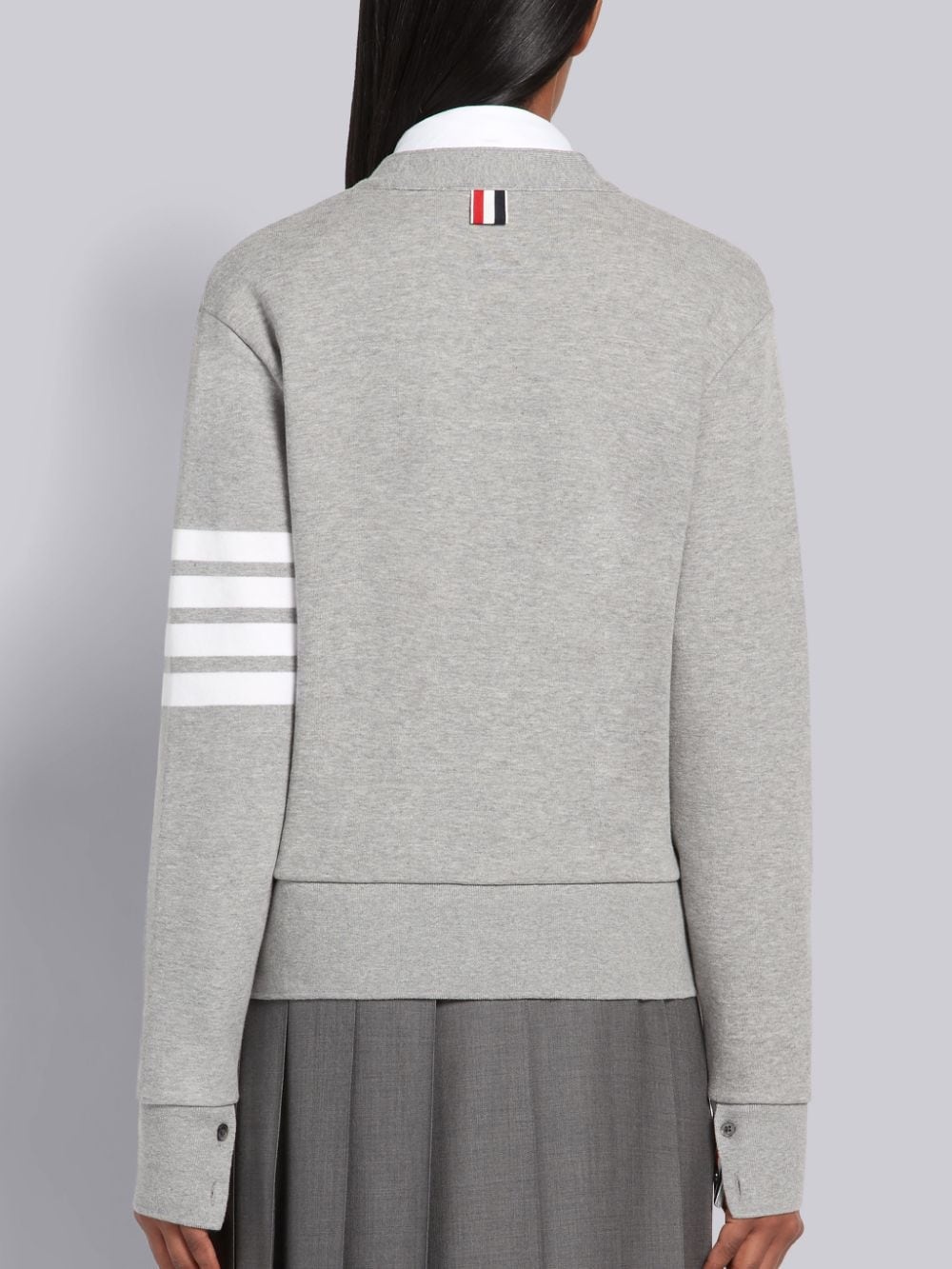 Thom Browne 4-bar Stripe Cardigan In Gray