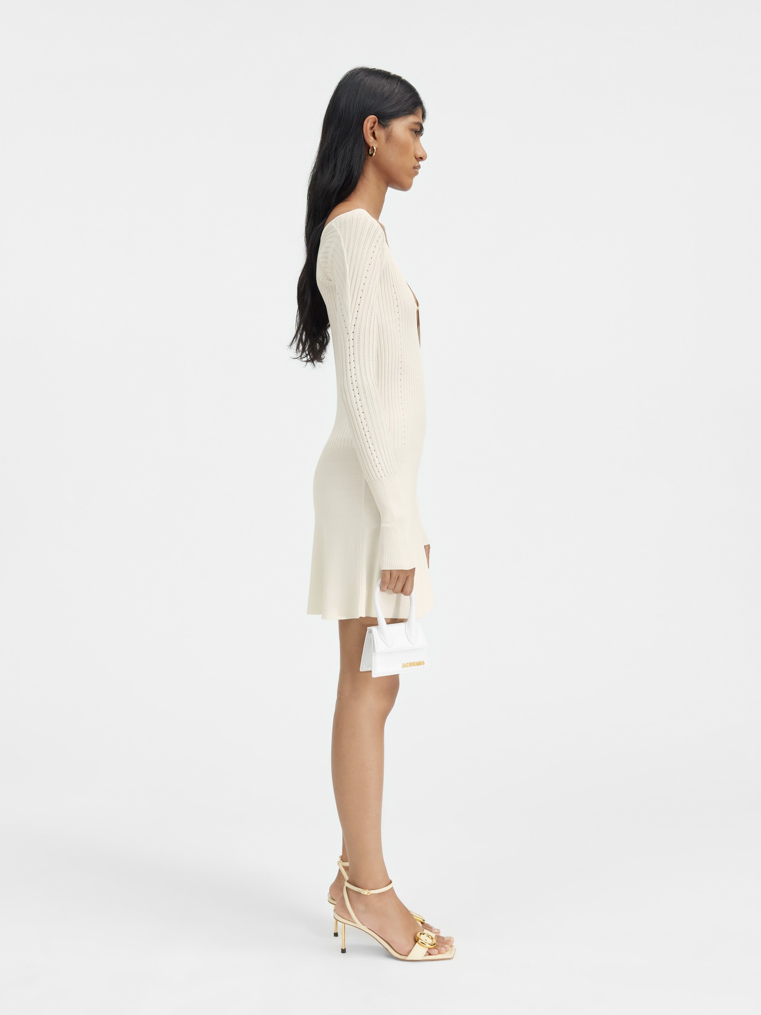 Jacquemus La Robe Ribbed Minidress In White