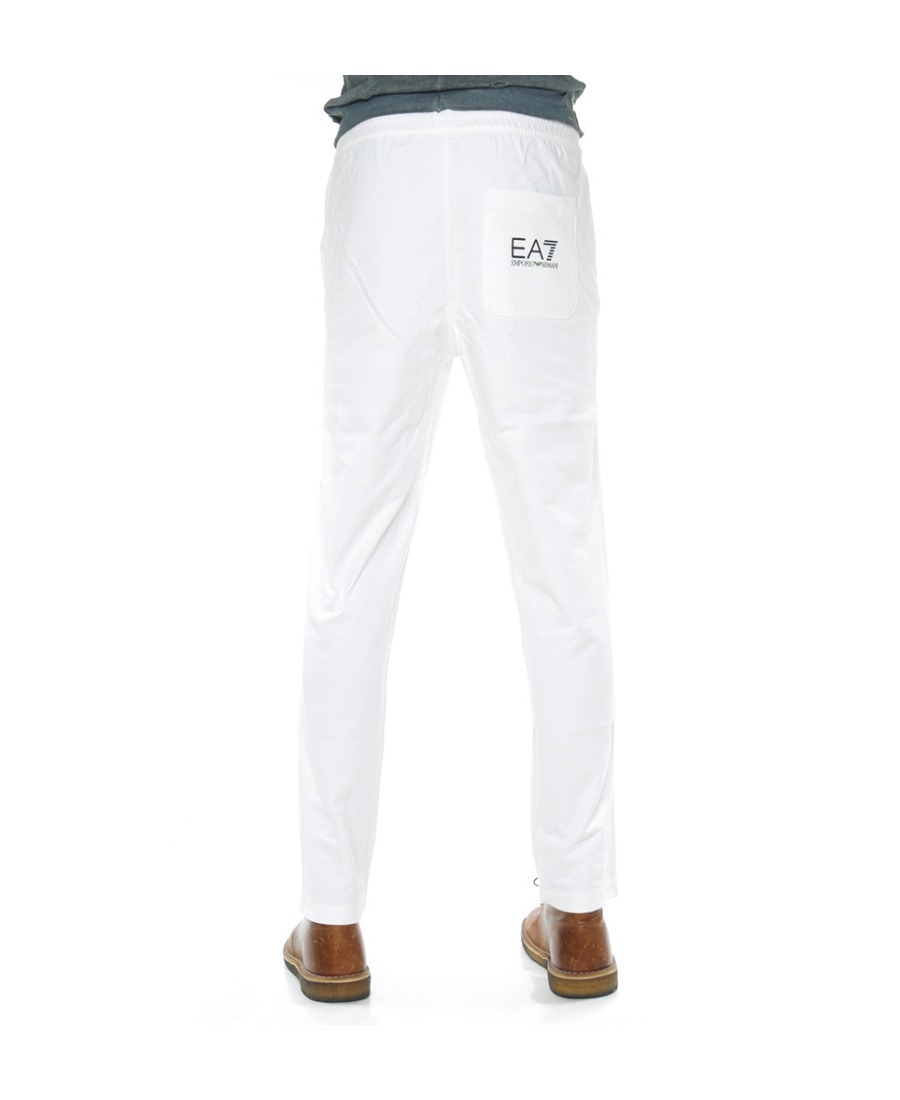Ea7 Logo Series Cotton Joggers In White