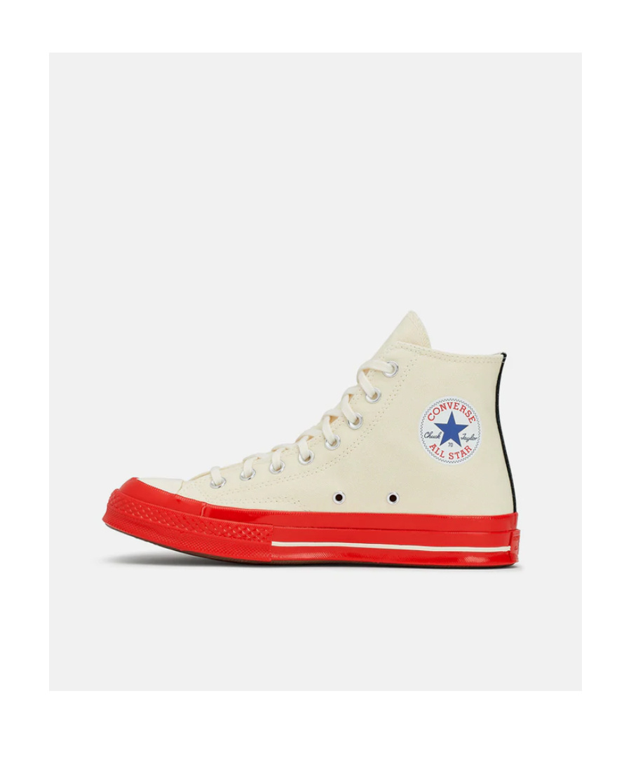 Comme Des Garçons Play High Lace-up Casual Sneakers In Nude