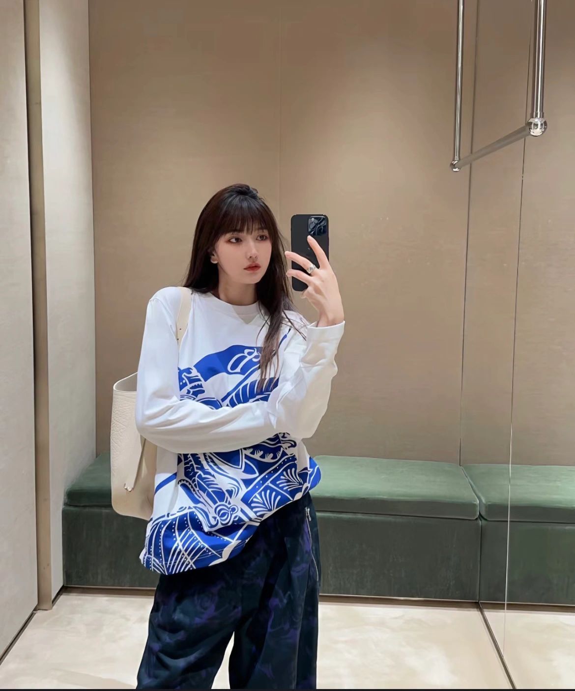 Burberry Ekd Print Long-sleeve T-shirt In Blue