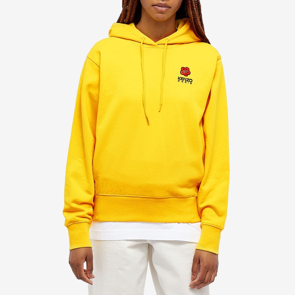 Kenzo Bone Flower Drawstring Hoodie In Yellow
