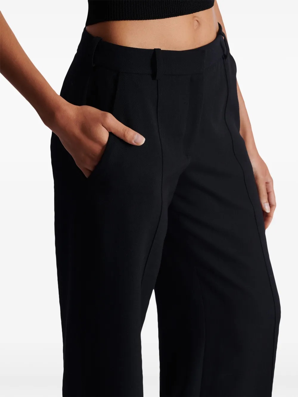 Balmain Wool Trousers With Front Pleats And Wide Leg In Black
