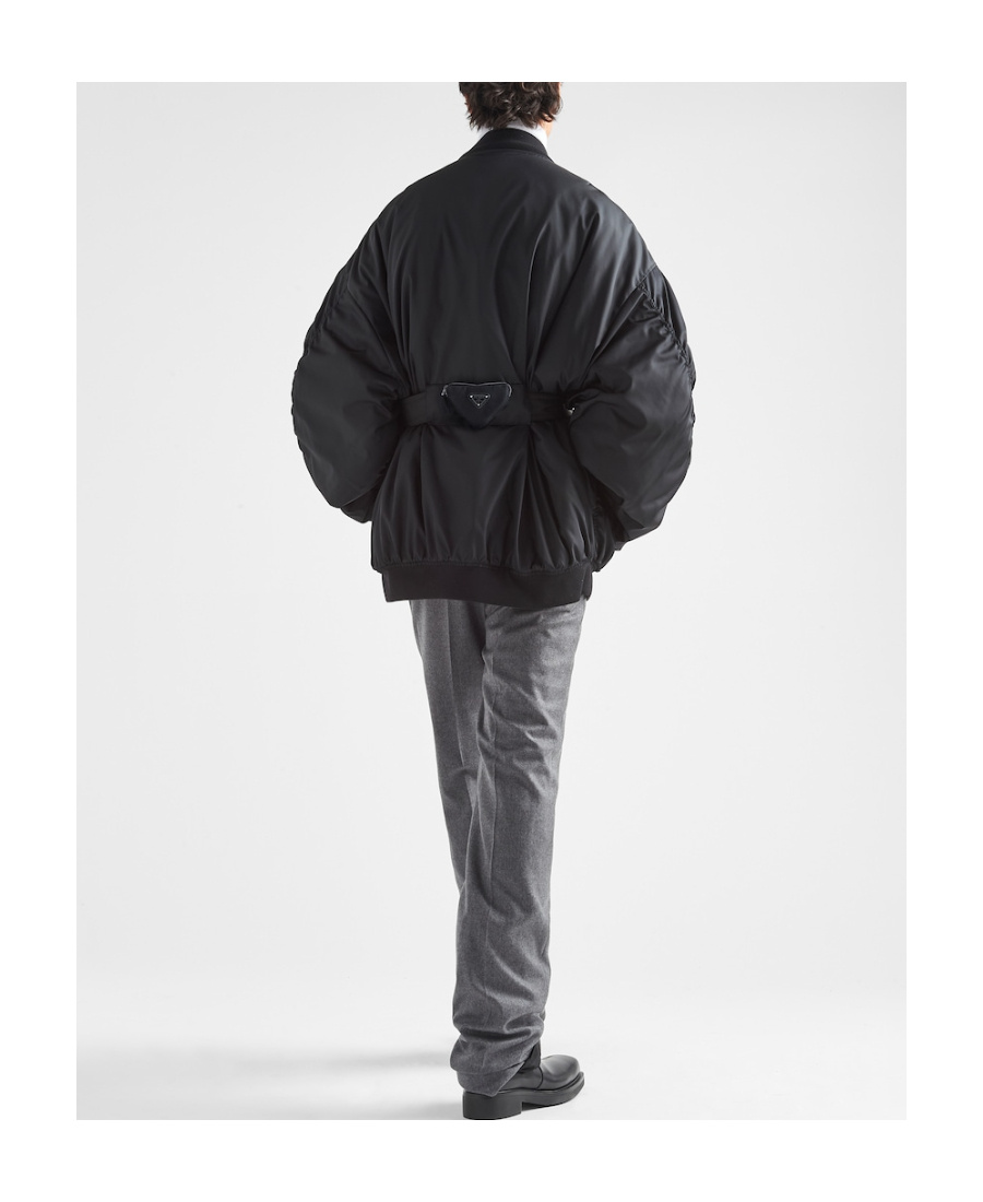 Prada Re-nylon Bomber Jacket In Black