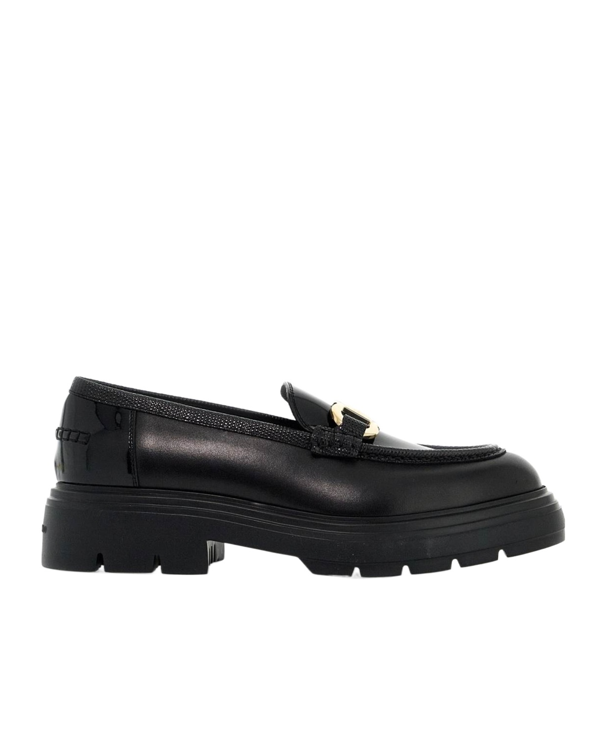 Ferragamo Brooke Loafers With Chunky Sole And Gold-tone Hardware In Black