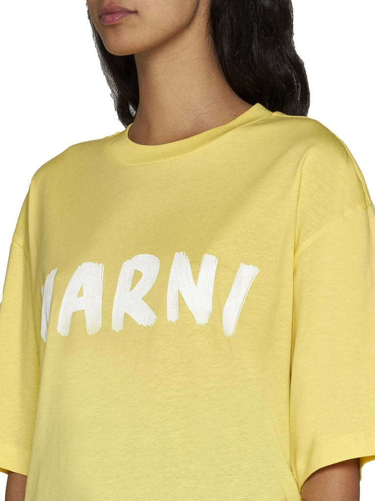 Marni Relaxed-fit Short-sleeve T-shirt With Bold Logo Print In Yellow