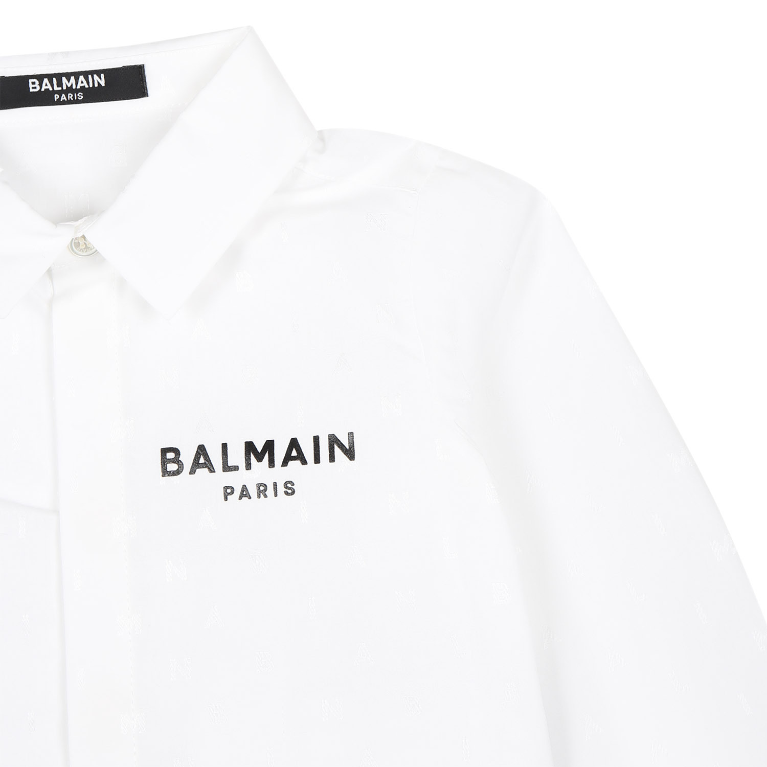 Shop Balmain Monogram-jacquard Cotton Shirt In White