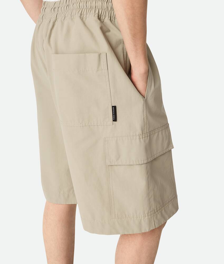 Bottega Veneta Technical Cotton Cargo Shorts In Nude