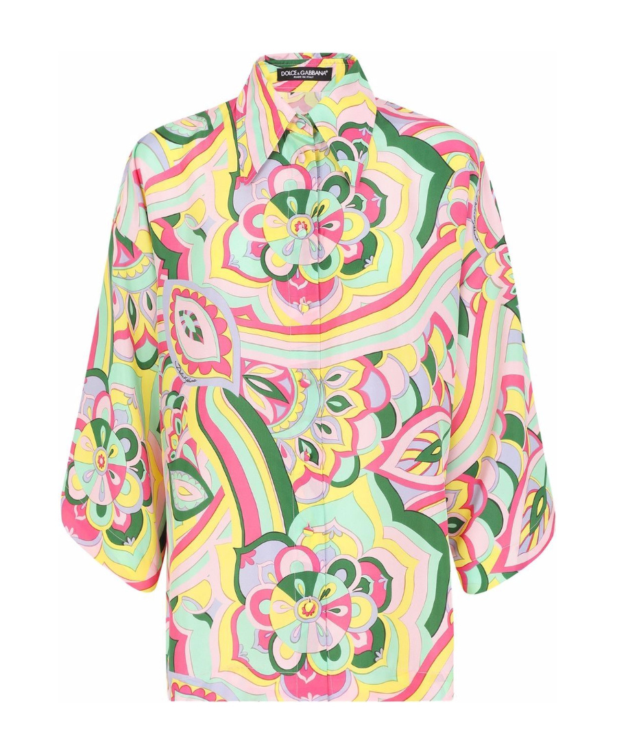 Dolce & Gabbana Abstract-print Silk Shirt In Multicolor