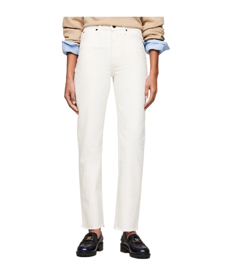 Tommy Hilfiger Logo Denim Trousers In White