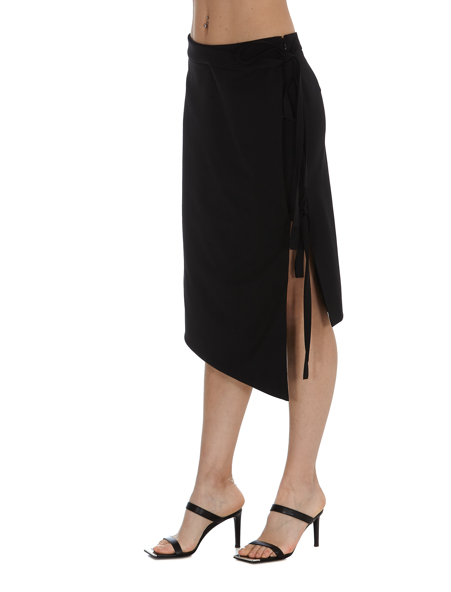 Off-white Side-tied Midi Skirt In Black