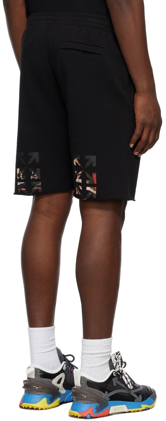 Off-white 'spray Arrow' Black Shorts With Logo Lettering On The Front And Logo Print On The Rear In Black