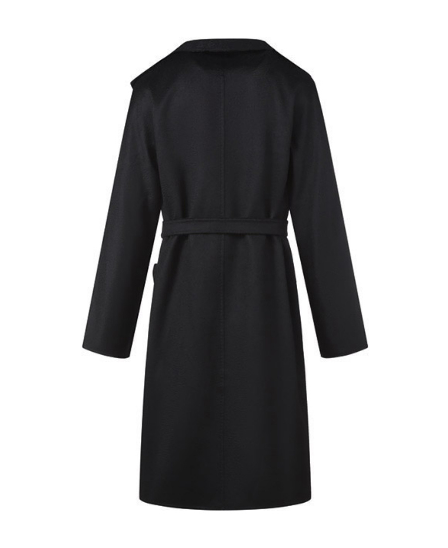 Max Mara Lace-up Coat In Black