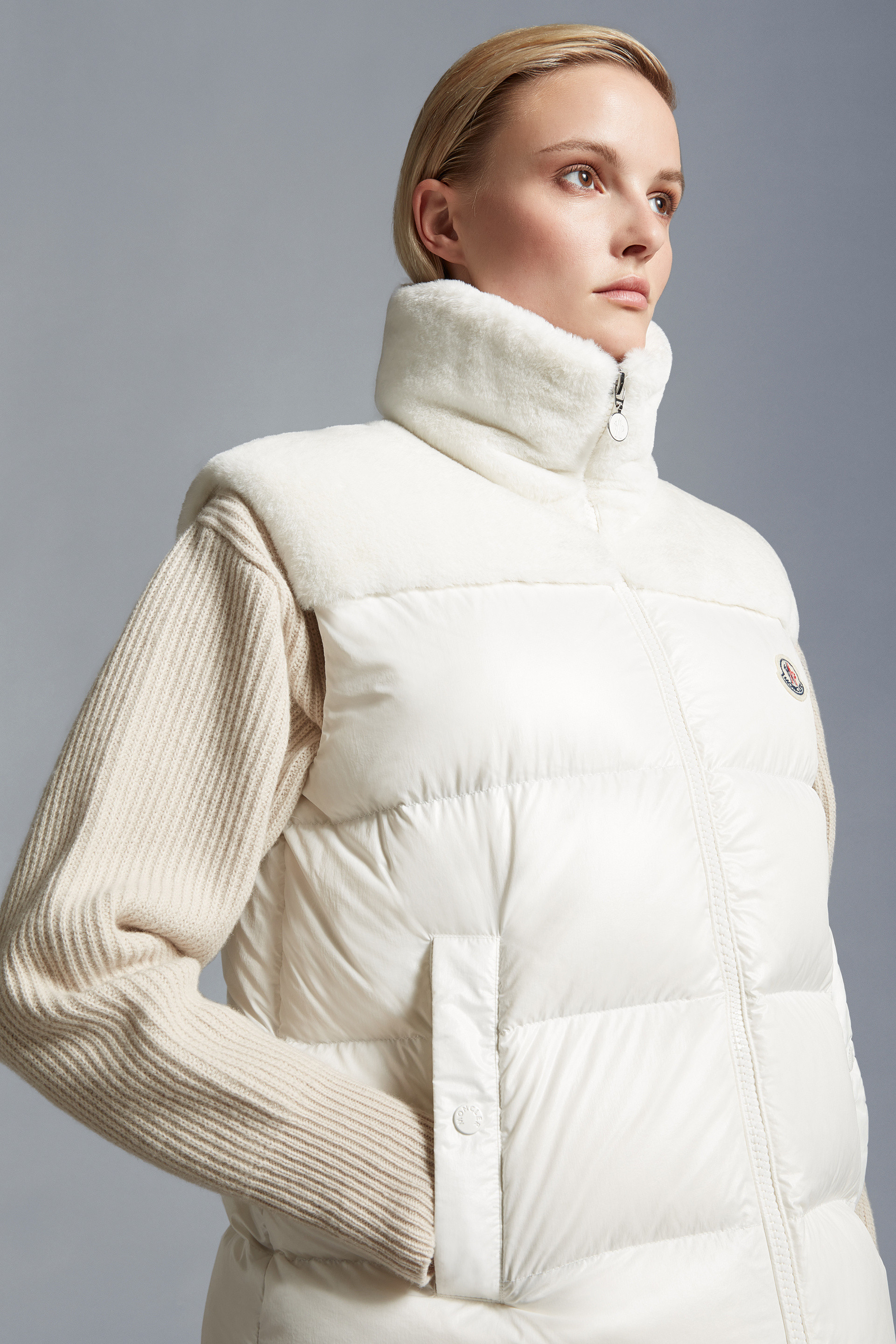 Moncler Lempa Nylon Down Vest In White