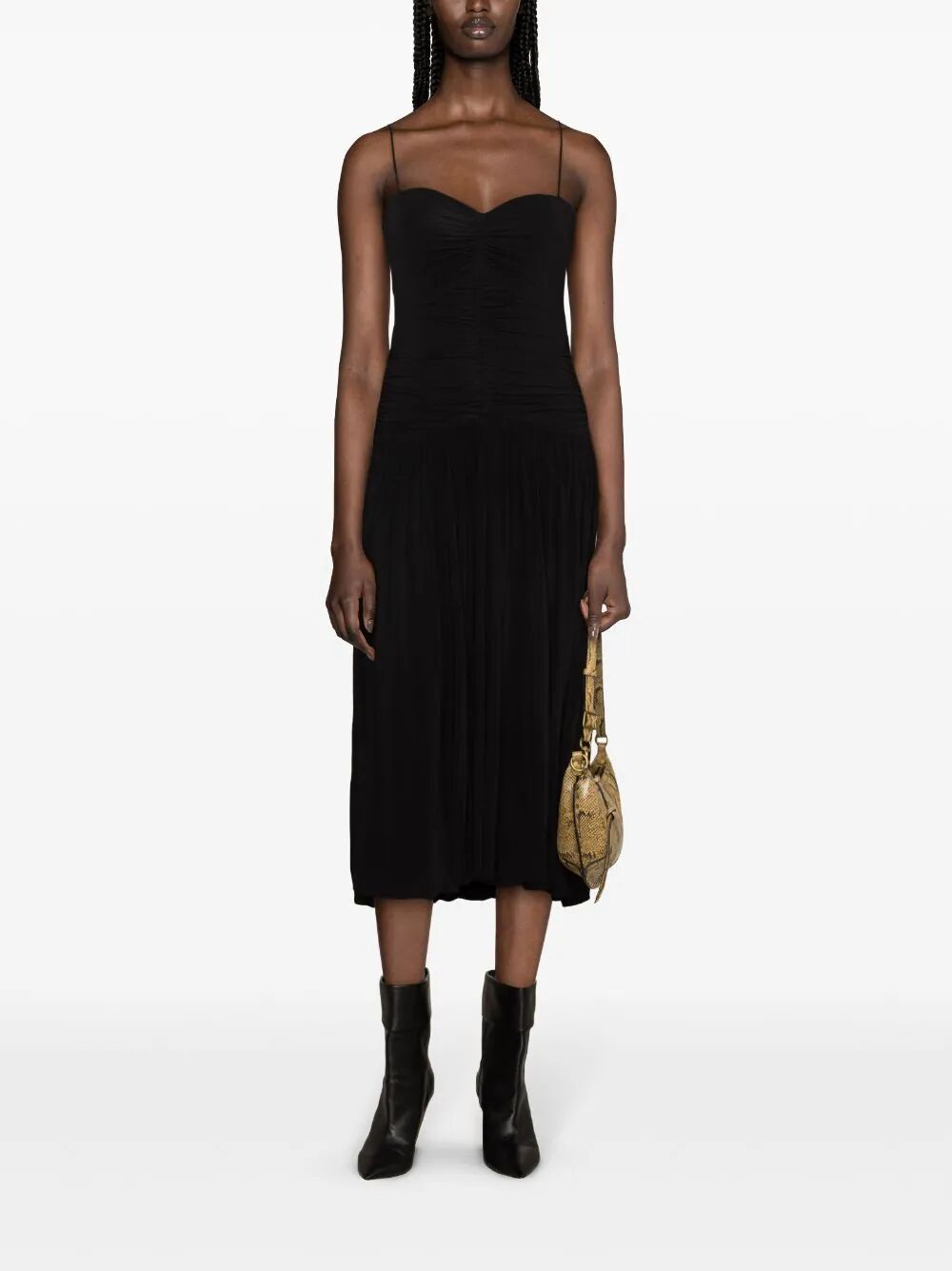 Shop Isabel Marant Elizabeth Sleeveless Midi Dress In Black