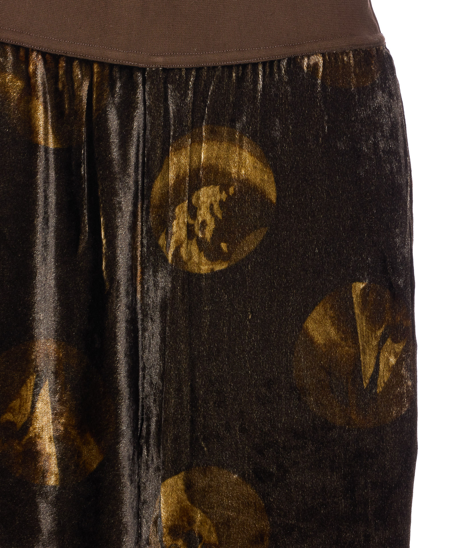 Uma Wang Wide Leg Velvet Trousers With Abstract Print In Brown