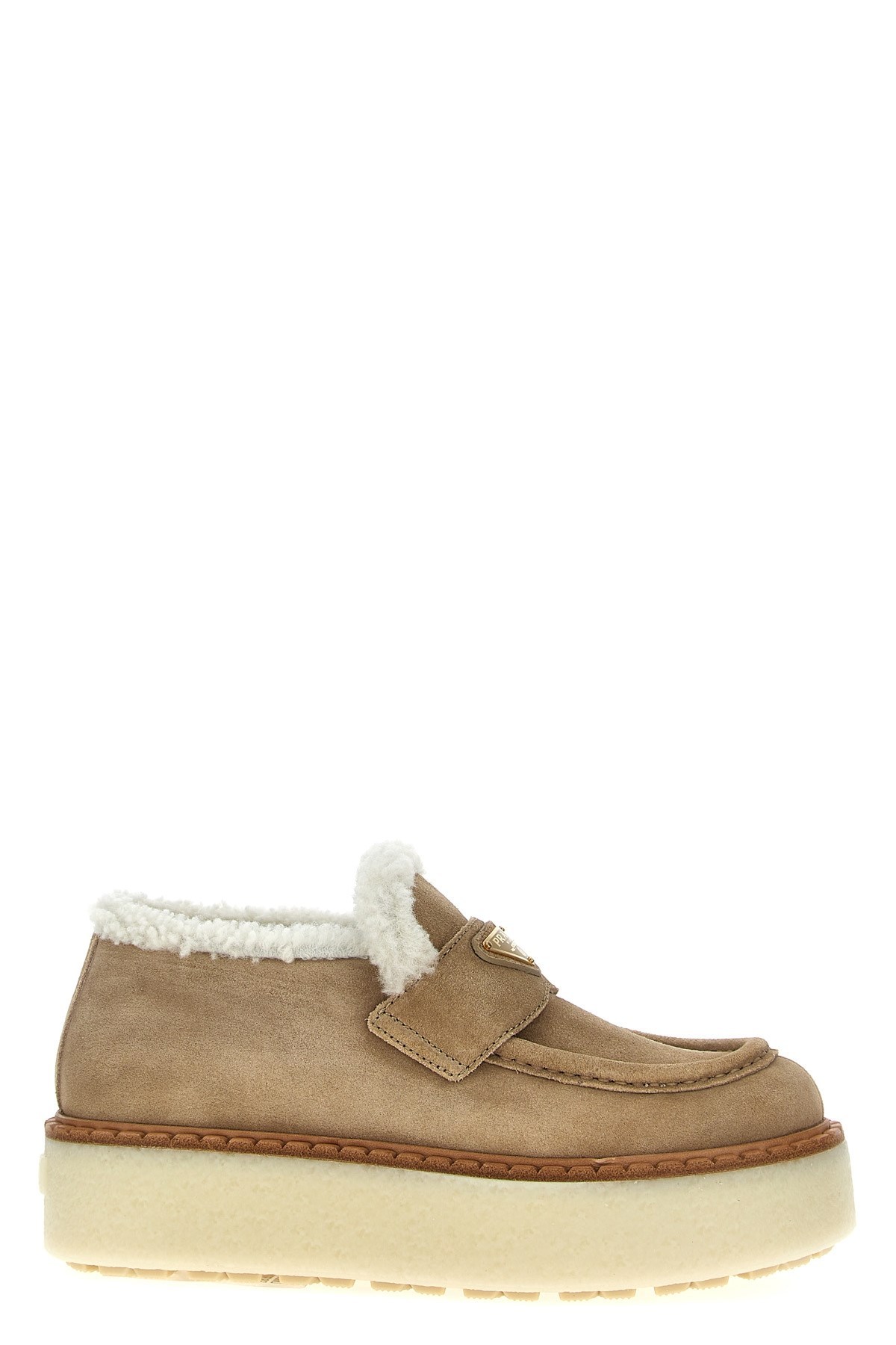 Prada Brown Suede Loafer Boots In Brown