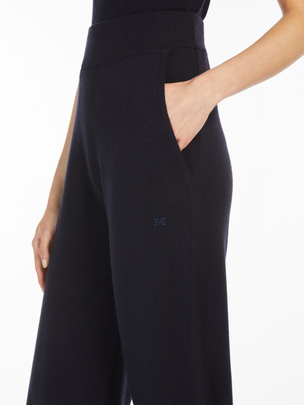 Max Mara Wide-leg Wool Gauze Trousers In Black