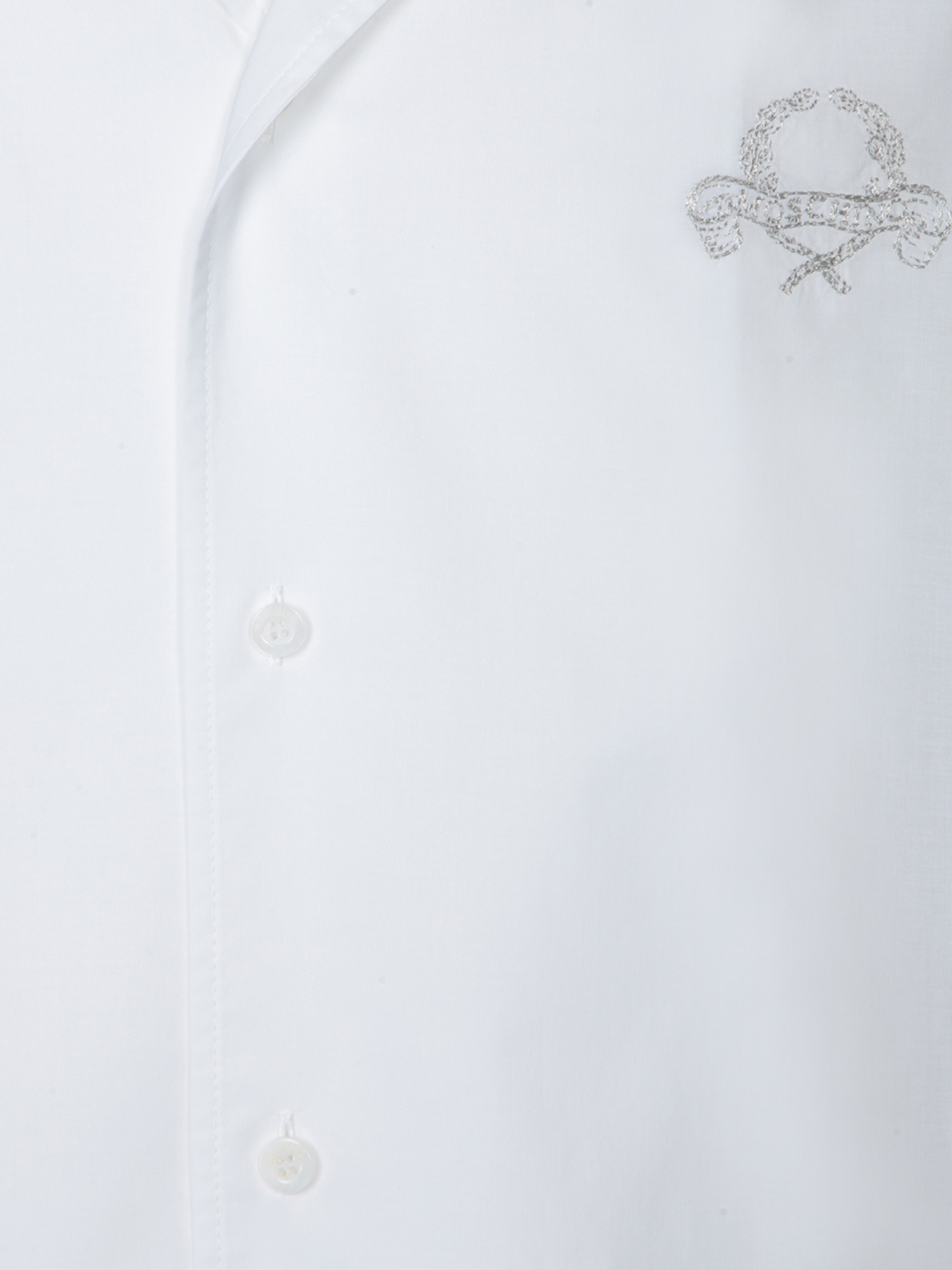 Moschino Logo Embroidered Straight Shirt In White