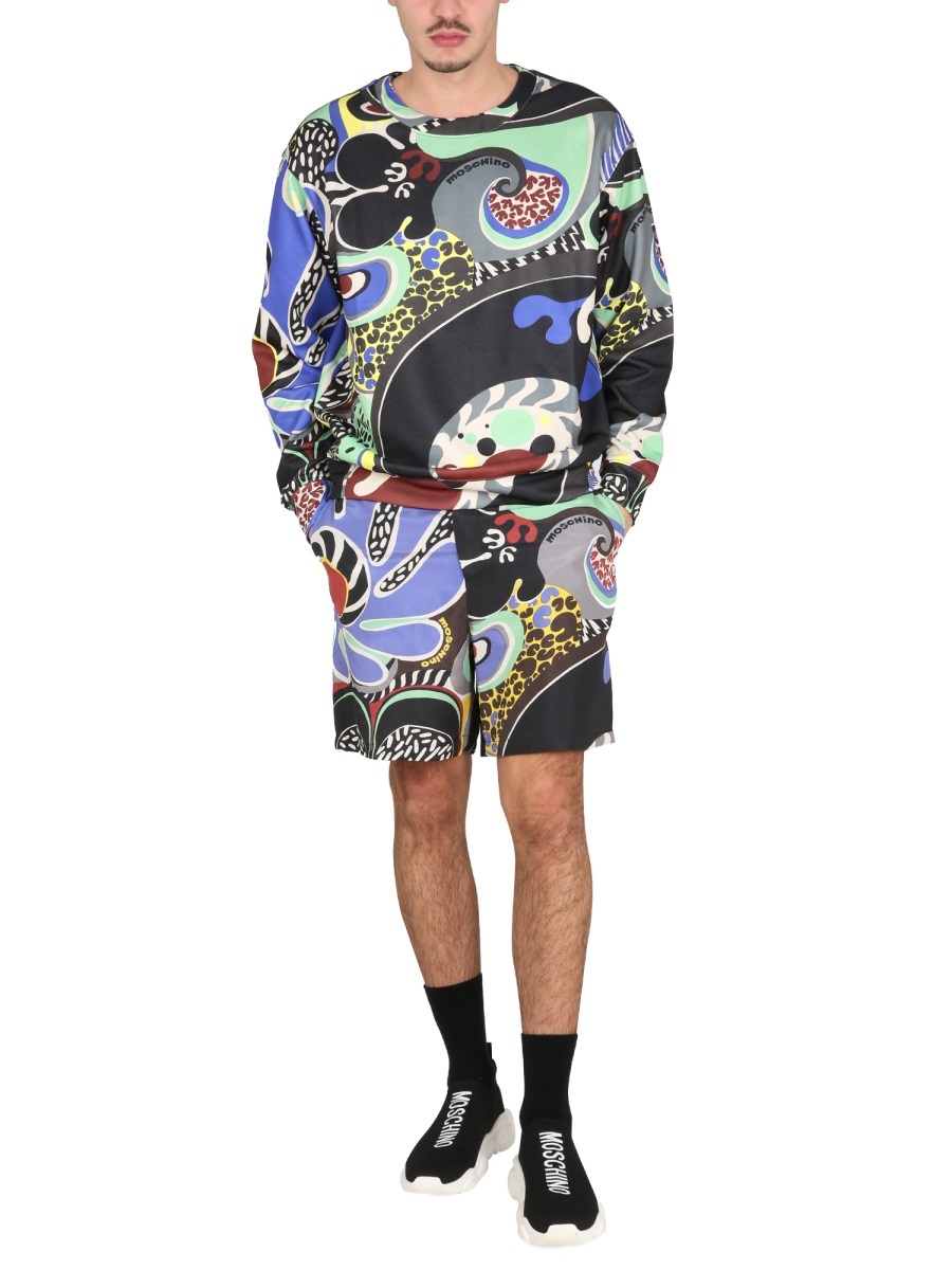 Moschino Psychedelic Print Crew Neck Sweater In Multicolor