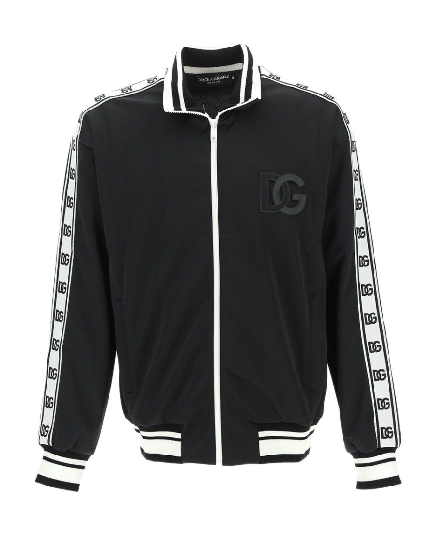 Dolce & Gabbana Logo Panel Bomber Jacket In Black