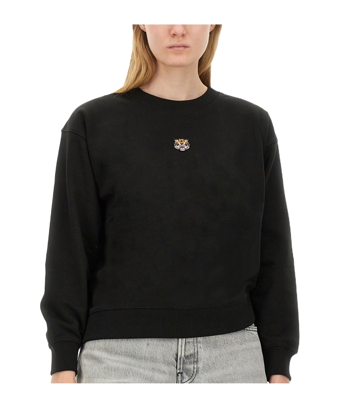 Kenzo Lucky Tiger Cotton Sweatshirt In Black