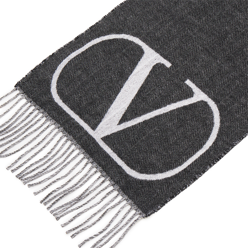 Valentino Logo Scarf In Black