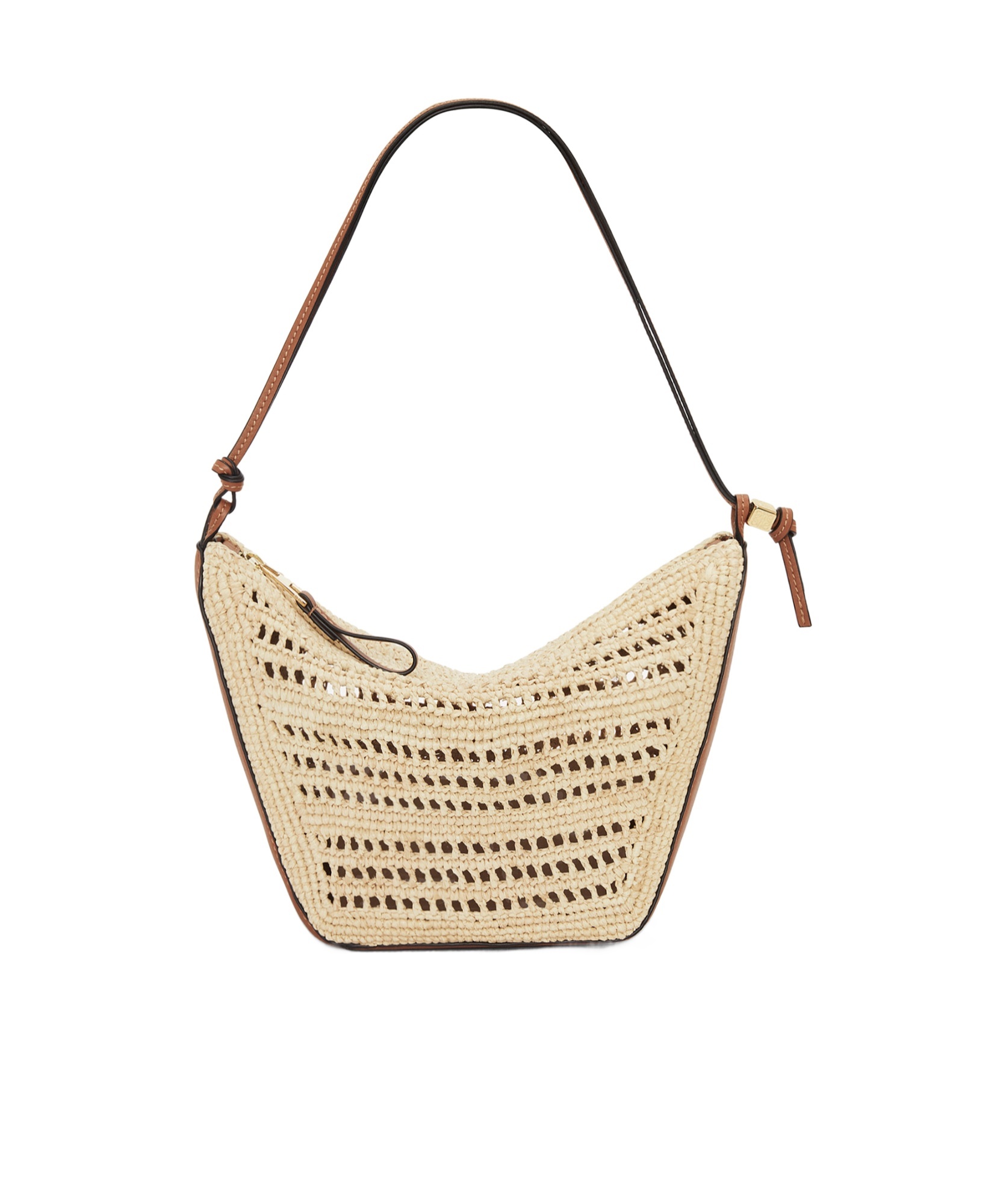 Shop Loewe Mini Hammock Hobo In Raffia And Calfskin In Nude