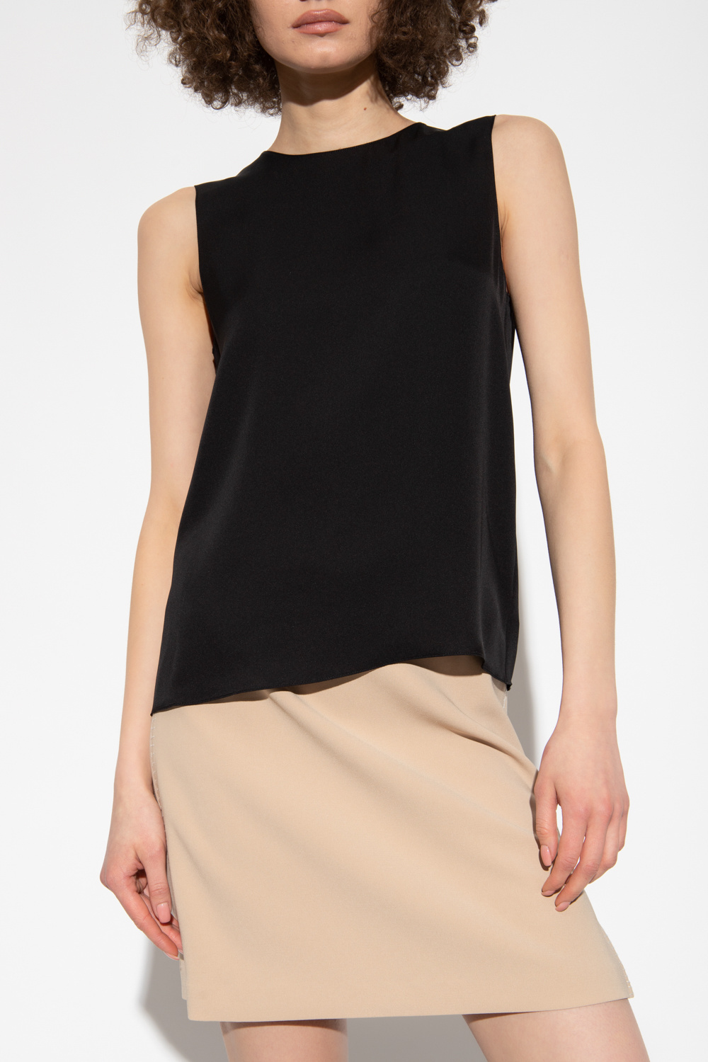 Shop Theory Sleeveless Silk Vest Top In Black