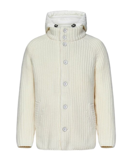 Herno Knitted Bomber Jacket In White