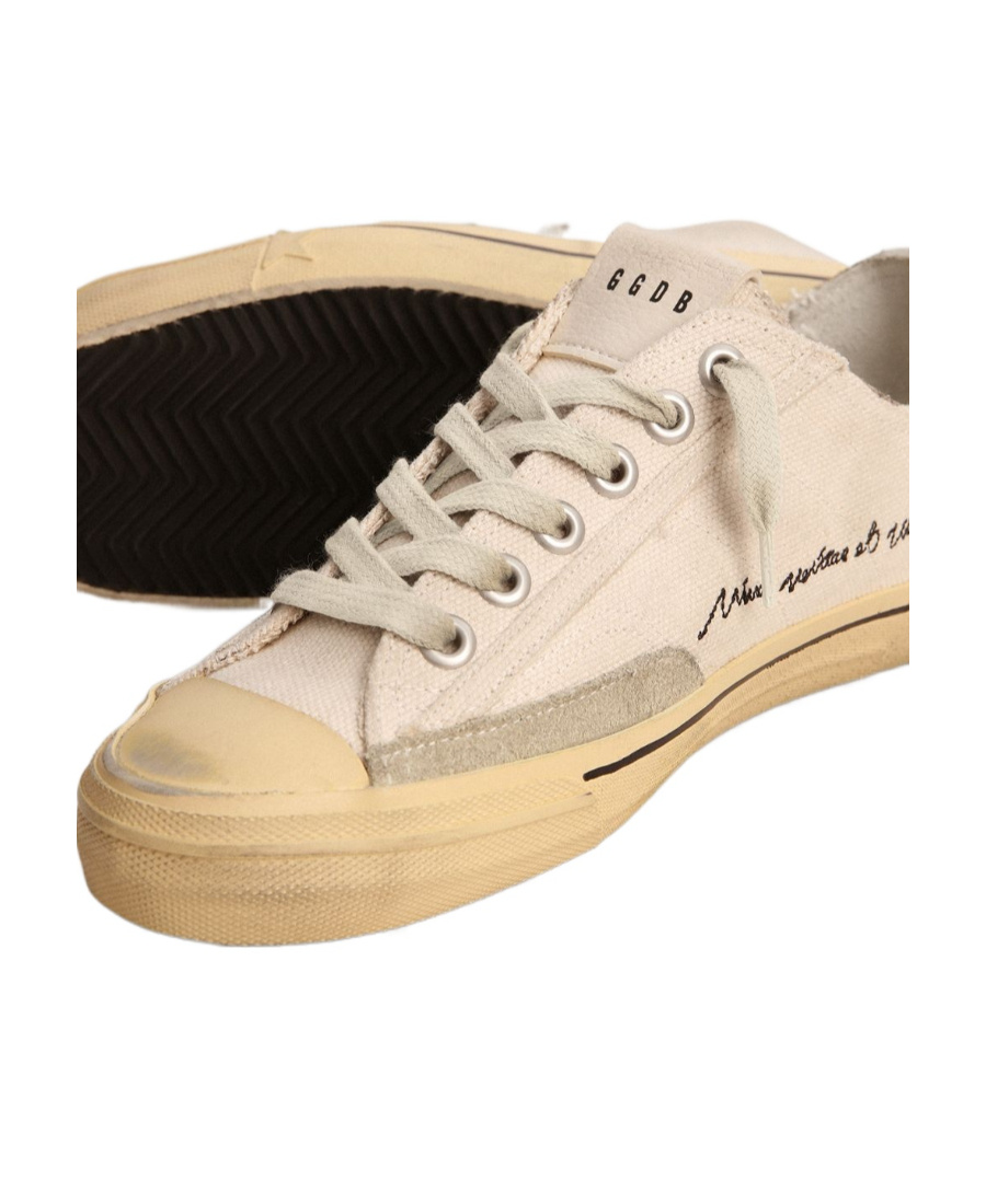 Golden Goose V-star Distressed Sneakers In Nude