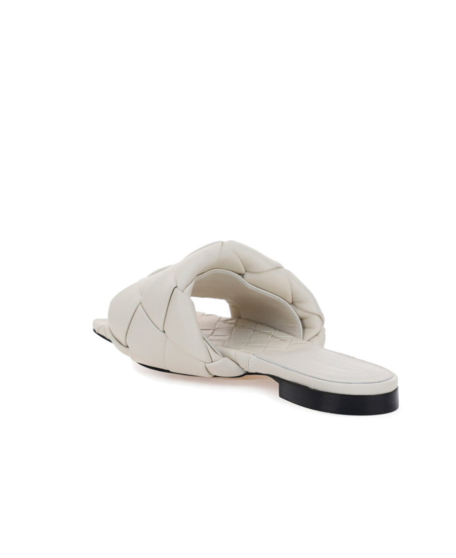 Bottega Veneta Quilted Leather Lido Flat Sandals In White