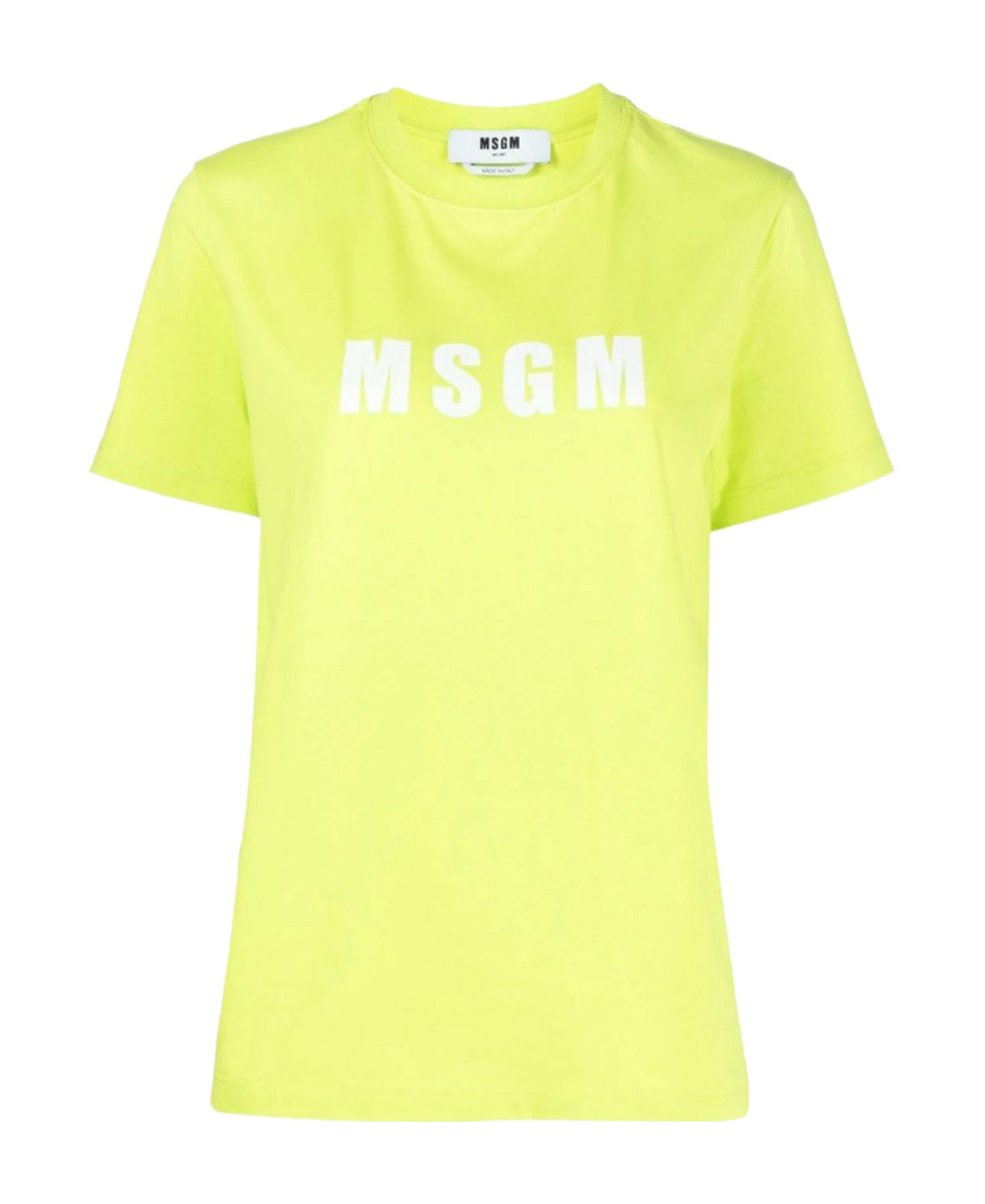 Msgm Logo Print Pattern Short-sleeved T-shirt In Yellow