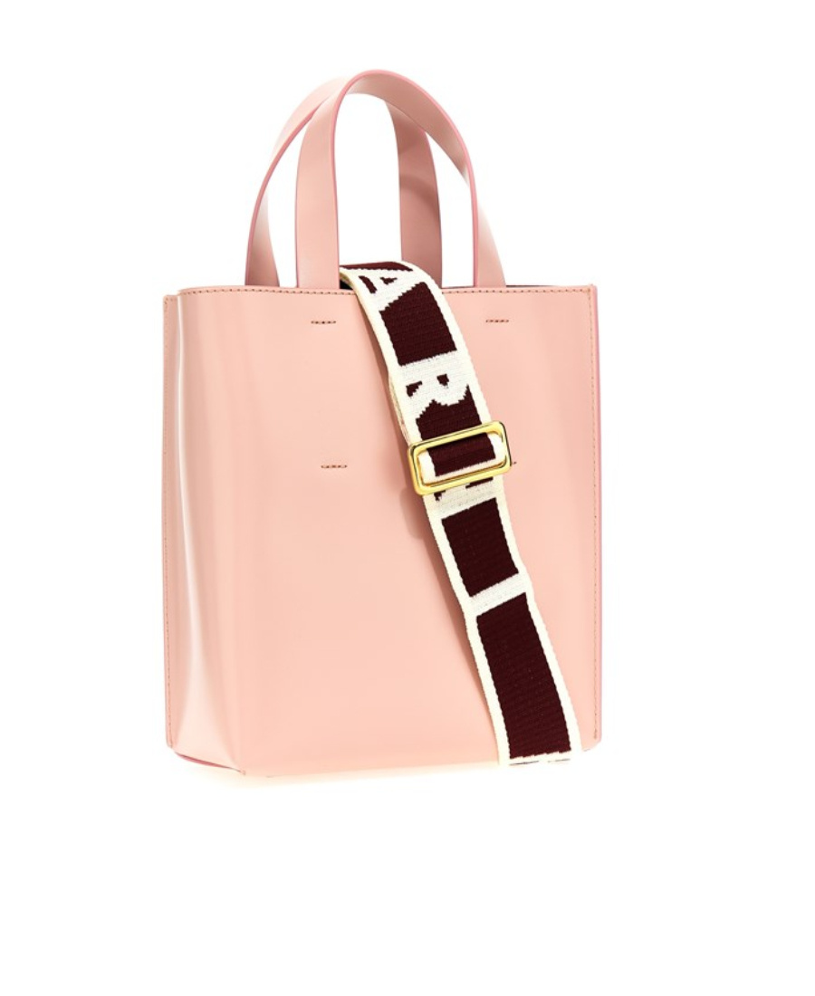 Marni Mini Museo Leather Tote Bag In Pink