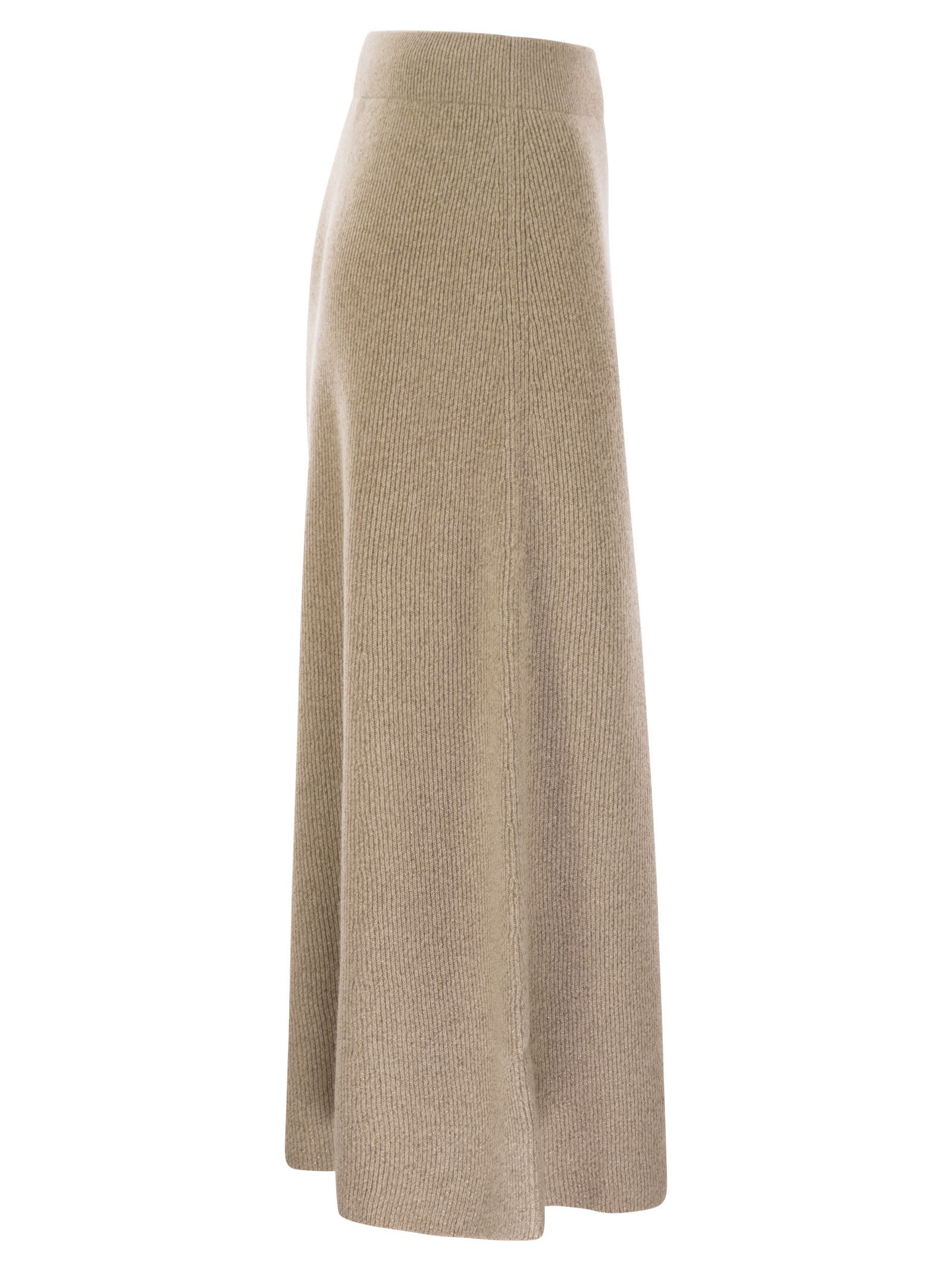 Fabiana Filippi Platinum And Lurex Long Skirt In Brown