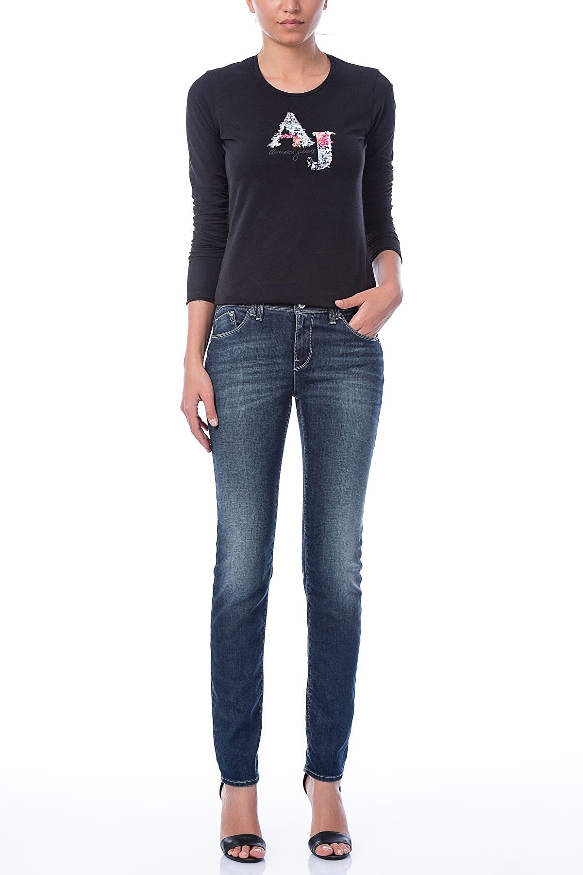 Armani Jeans Logo Slim Jeans In Blue