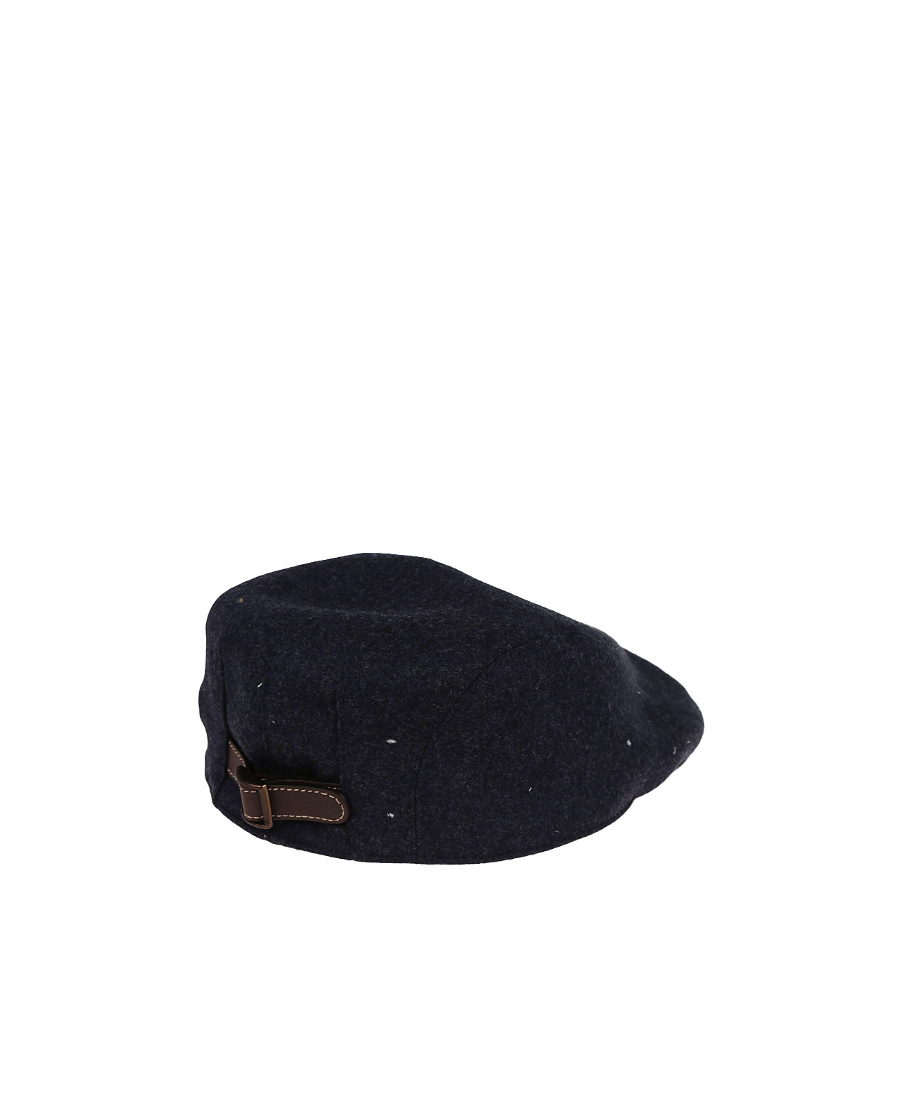 Brunello Cucinelli Virgin Wool Flannel Flat Cap With Embroidery In Black