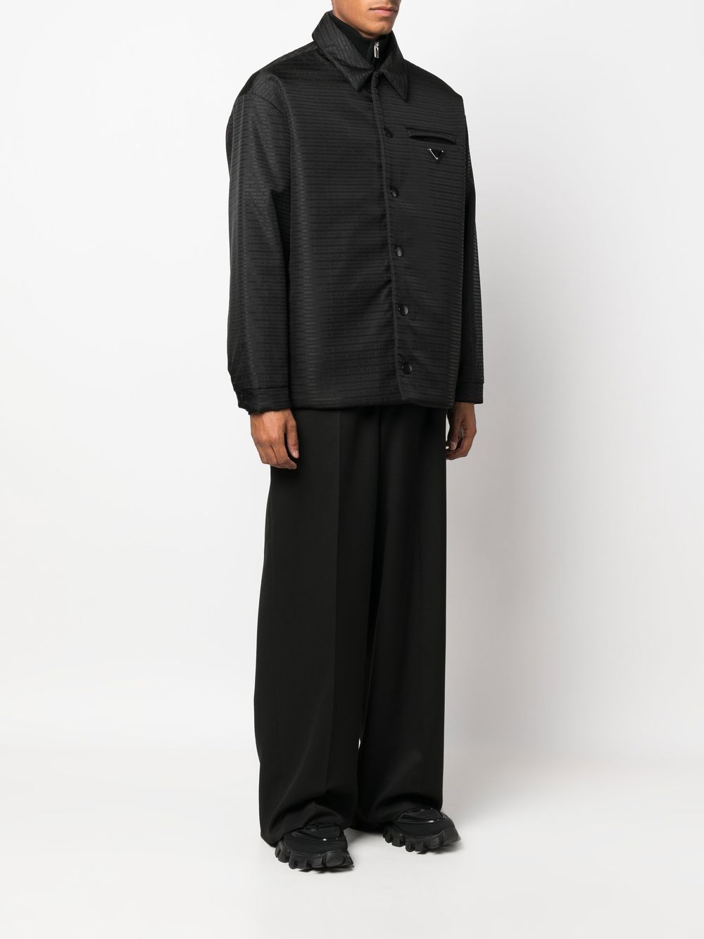 Prada Classic Popeline Shirt For Men In Black