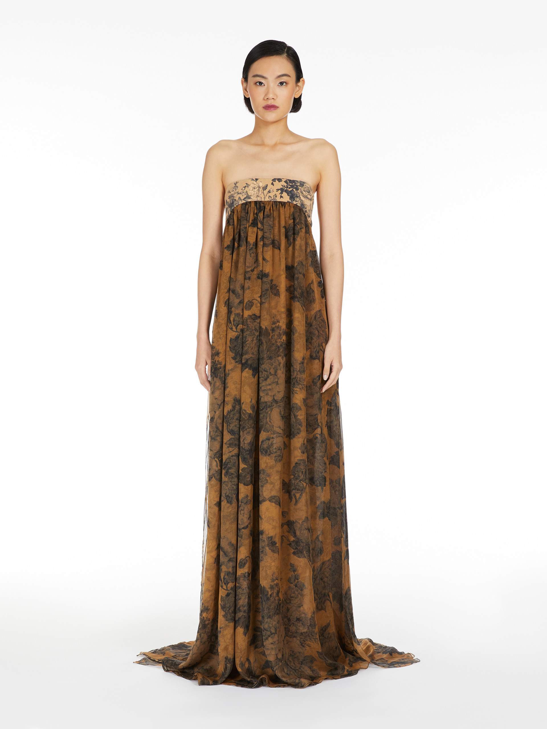 MAX MARA A DRESS WITH A FLORAL PATTERN AND A BRA.