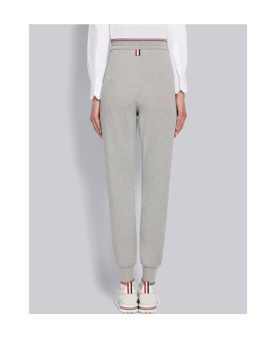 Thom Browne Herringbone Pattern Track Trousers In Gray