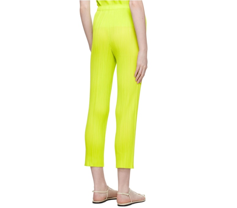Shop Issey Miyake Pleated Casual Pants In Yellow
