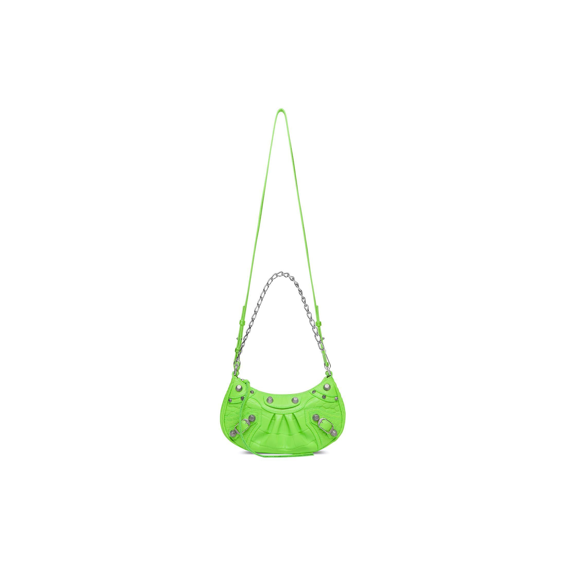 Balenciaga Borsa Le Cagole Mini Con Catena Con Lavorazione Coccodrillo Da Donna In Verde Acceso In Green